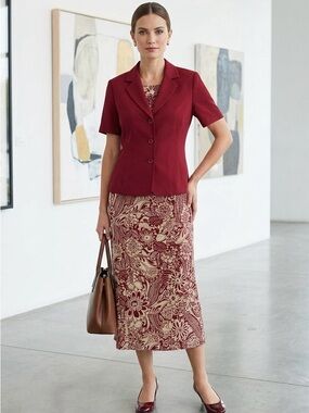 Danny & Nicole Red and Cream Patterned Dress
